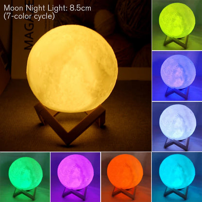 Moon LED Night Light Lamp Battery Powered With Stand