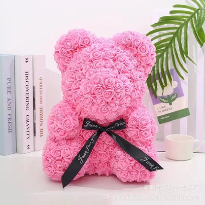 Rose bear teddy bear, 25cm(9.8 inches), flower Teddy Bear, Valentine's Day Gift, Christmas gift, birthday gift, party gift