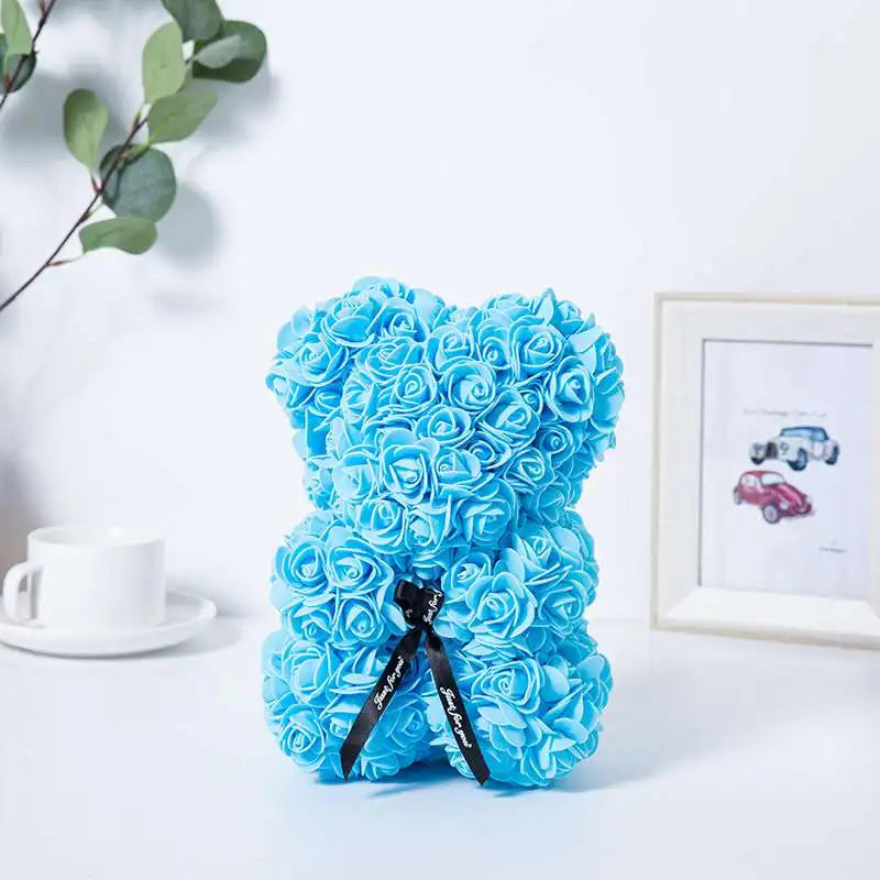 Rose bear teddy bear, 25cm(9.8 inches), flower Teddy Bear, Valentine's Day Gift, Christmas gift, birthday gift, party gift