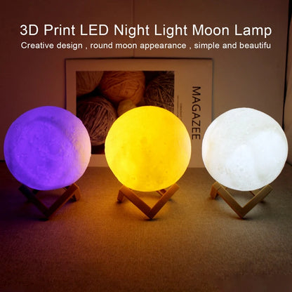 Moon LED Night Light Lamp Battery Powered With Stand