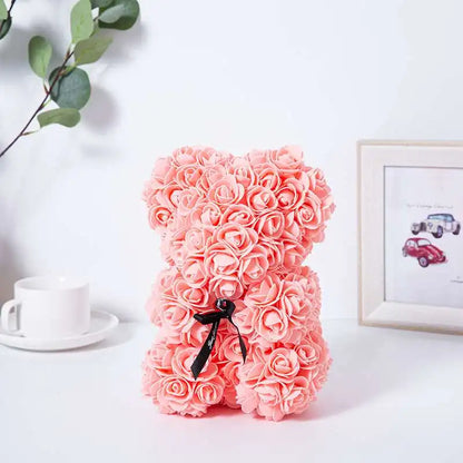 Rose bear teddy bear, 25cm(9.8 inches), flower Teddy Bear, Valentine's Day Gift, Christmas gift, birthday gift, party gift